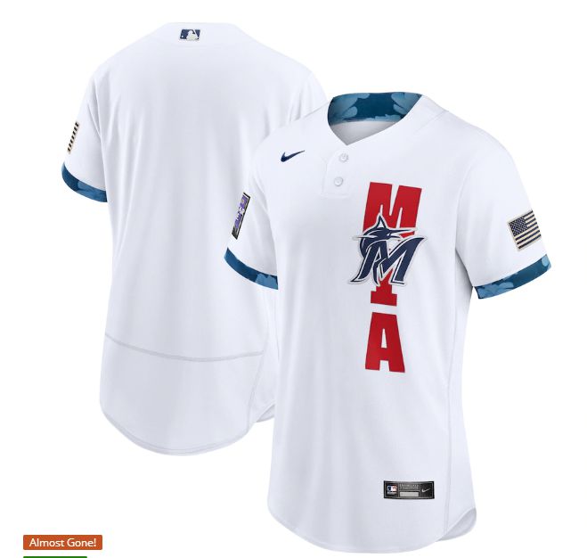 Men Miami Marlins Blank White 2021 All Star Elite Nike MLB Jersey